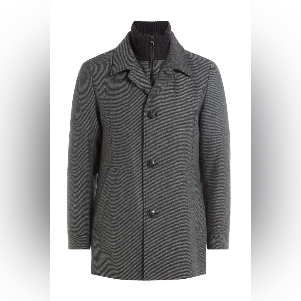 Hugo Boss Barelto Wool-Blend Coat In Charcoal, S